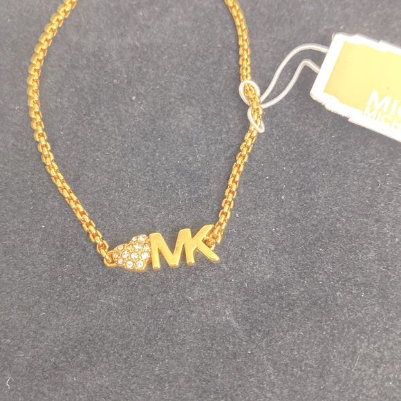 Michael Kors gold bolo slide bracelet with rhinestone heart NWT - Picture 5 of 9